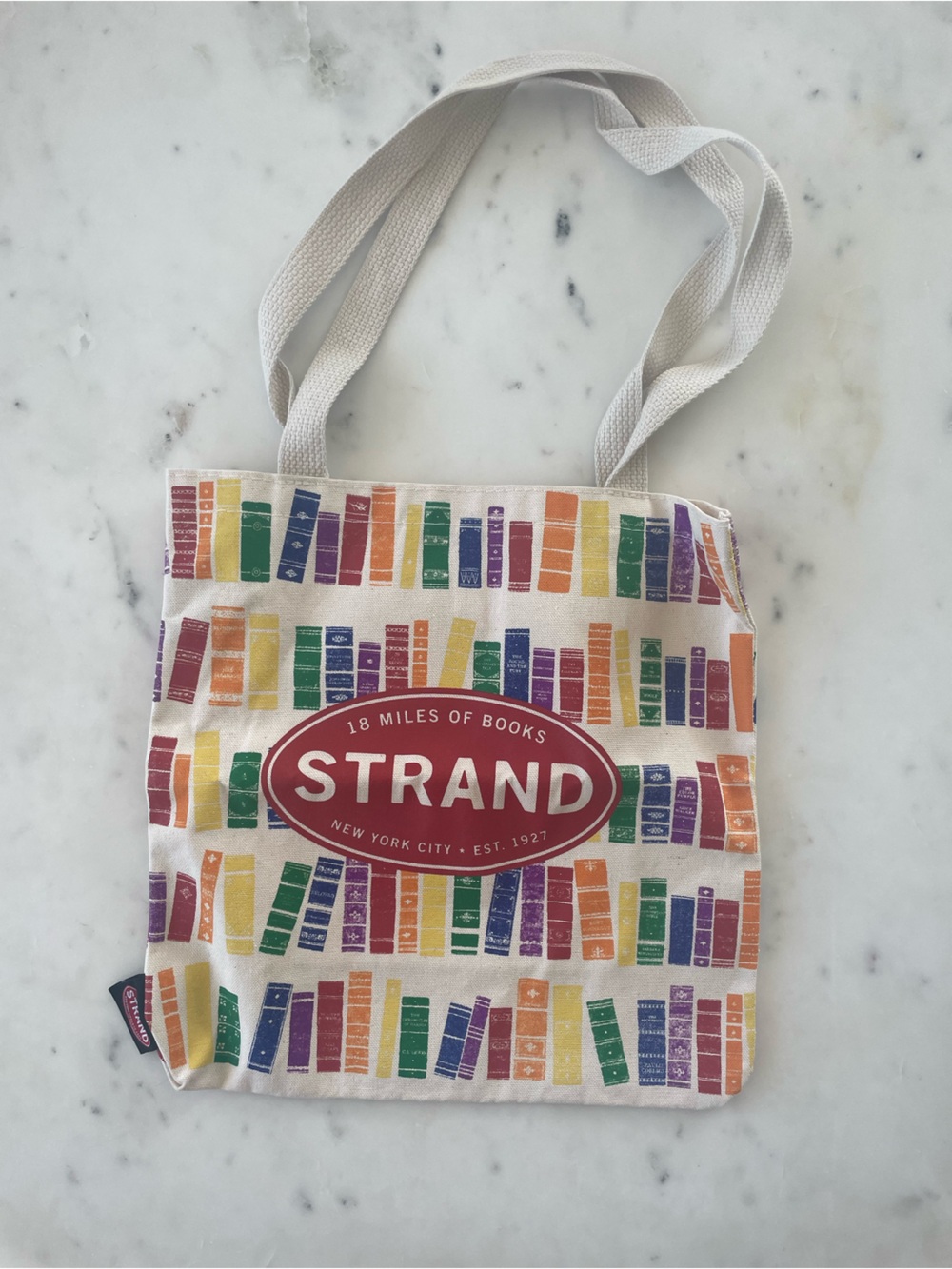 Strand Bookstore Pride Bookshelf Canvas Tote Bag